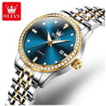 Reloj Lujo Mujer Cuarzo, Esfera Azul, Circonias Brillantes