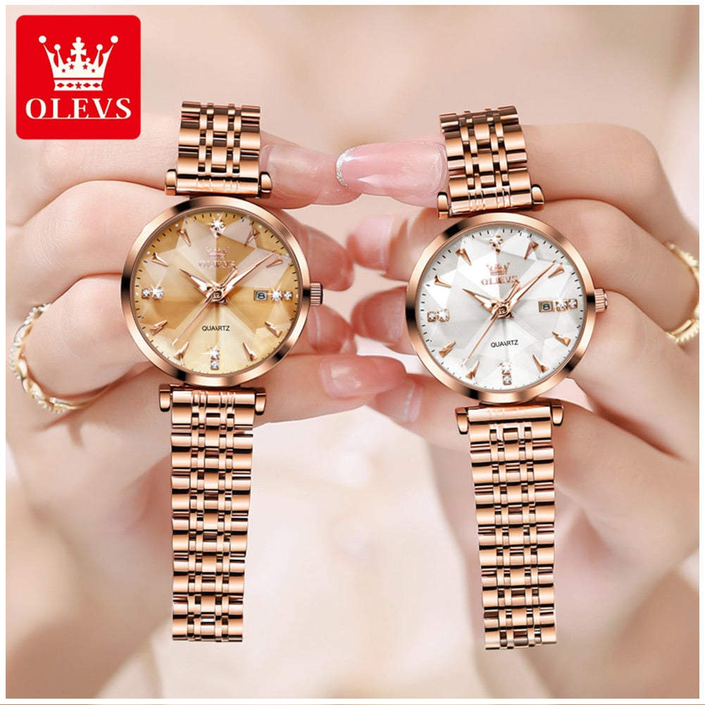 Reloj Cuarzo Mujer Esfera Esmeralda, Cristales y Correa de Acero