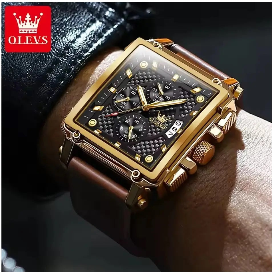 Reloj Cronógrafo Cuadrado de Lujo Hombre Diseño Deportivo y Elegante