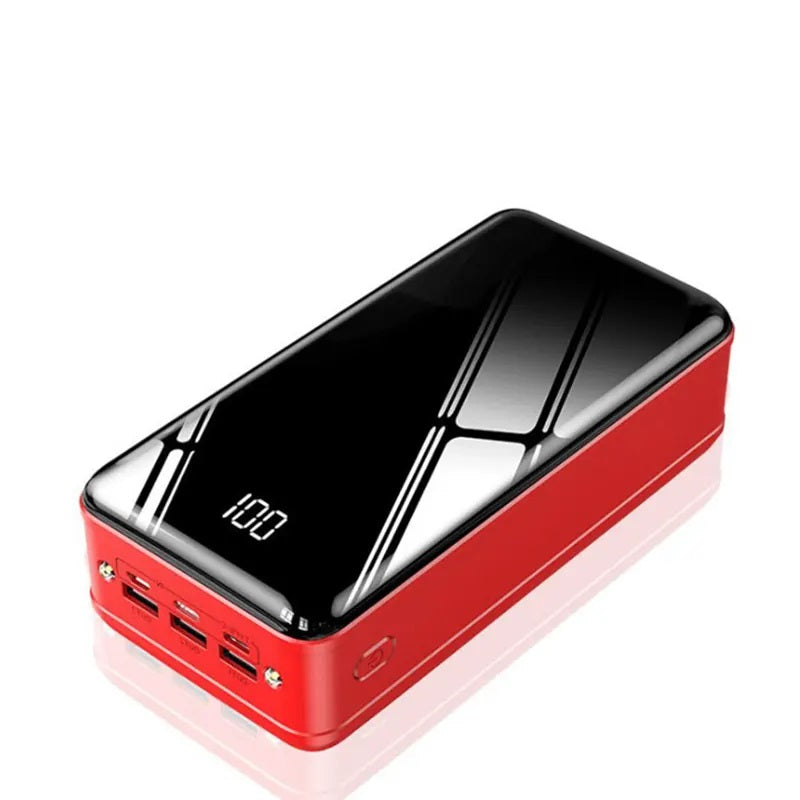 Power Bank 50000mAh 3 USB Tipo C Lightning linterna Rojo