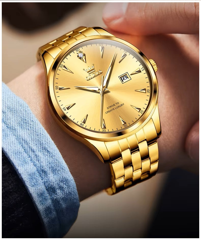 Reloj Clásico Hombre con Calendario, Cuarzo y Resistencia al Agua