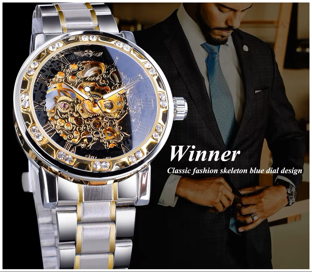 Reloj Mecánico Automático Winner de Lujo Correa Acero Inoxidable