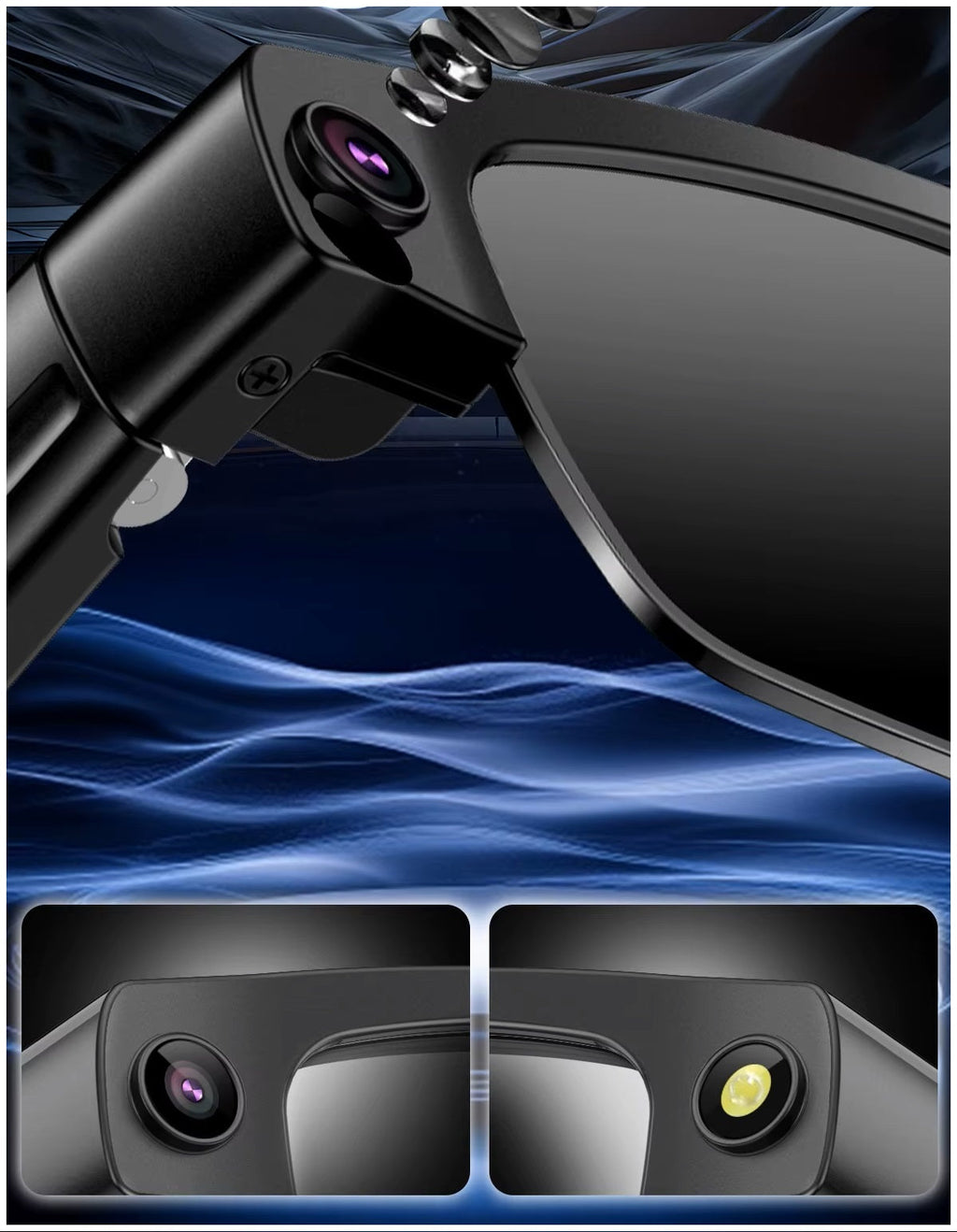 Gafas Inteligentes Cámara HD 8MP, Grabación 1200P, Traducción AI, WiFi