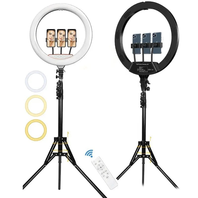 Aro LED 18" con 3 Soportes, Control Remoto y Atril de 2,10 m