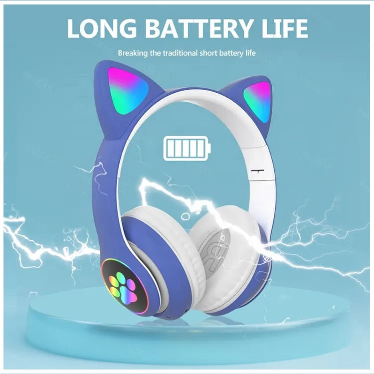 Audífonos RGB Orejas de Gato Bluetooth 5.0 – Morado