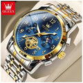 Reloj Cronógrafo Hombre con Esfera Azul, Función Fase Lunar