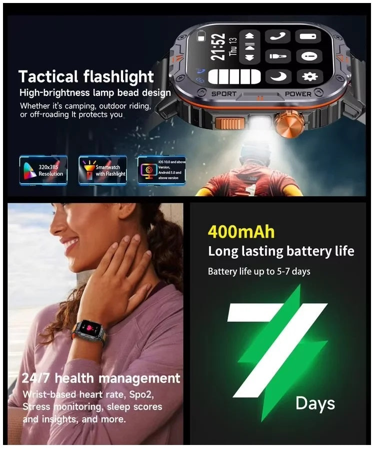 Smartwatch Deportivo NX20 Llamadas Bluetooth Música Linterna IP68