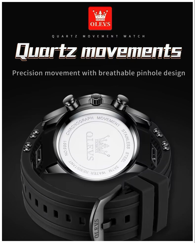Reloj Deportivo OLEV Acero Inoxidable Cuarzo Sumergible 30M