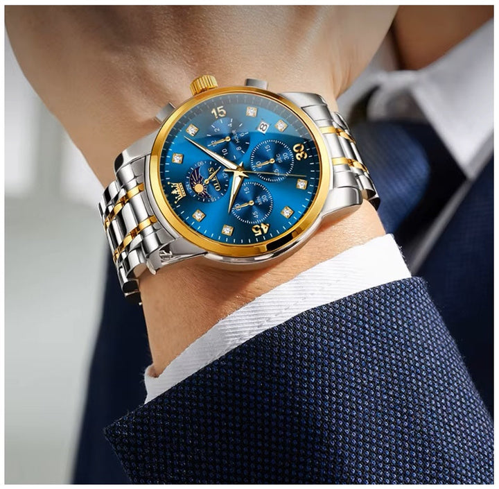 Reloj Hombre Lujo Deportivo y Elegante con Cronógrafo Fase Lunar