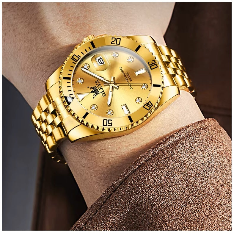 Reloj Dorado para Hombre Diseño Deportivo de Lujo