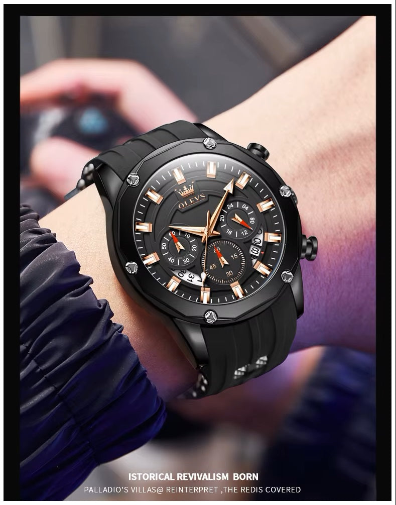 Reloj Deportivo OLEV Acero Inoxidable Cuarzo Sumergible 30M