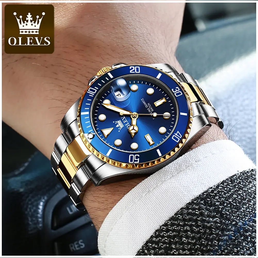 Reloj para Hombre de Lujo OLEVS Acero Inoxidable Cuarzo Sumergible 30M