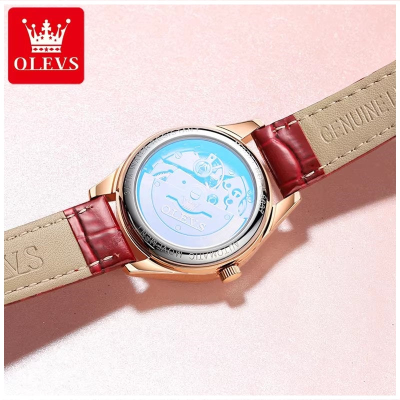 Reloj Automático Elegante para Mujer con Correa de Cuero