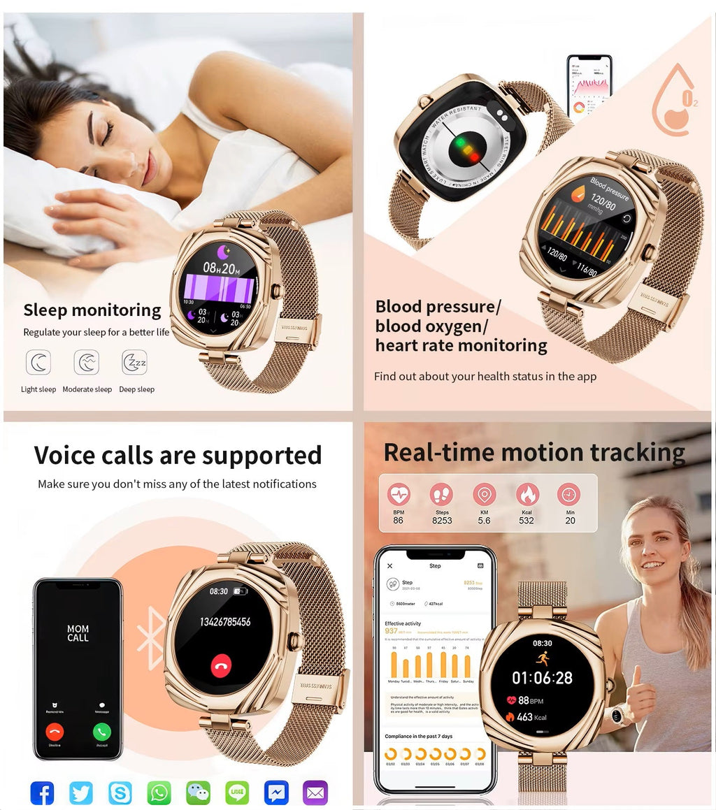 Smartwatch Elegante AW5 AMOLED 220mAh IP68 Bienestar