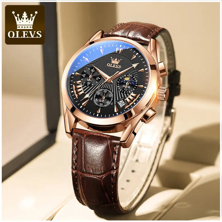 Reloj Cronógrafo para Hombre con Correa de Cuero Clásico