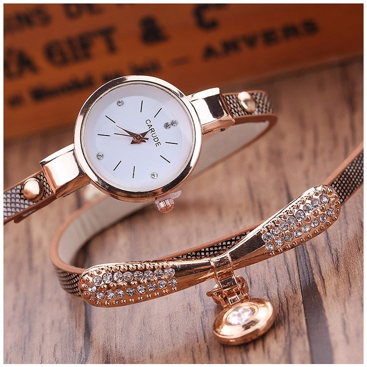 Reloj Personalizado para Mujeres con Incrustaciones y Pulsera Gris