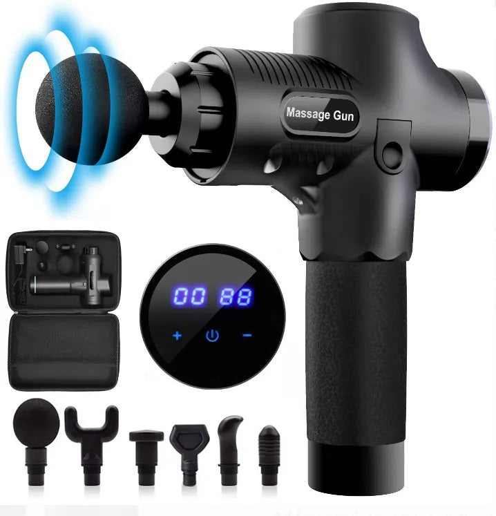 Masajeador Muscular Pistola Gun 30 Velocidades Digital 2500mAh Negro