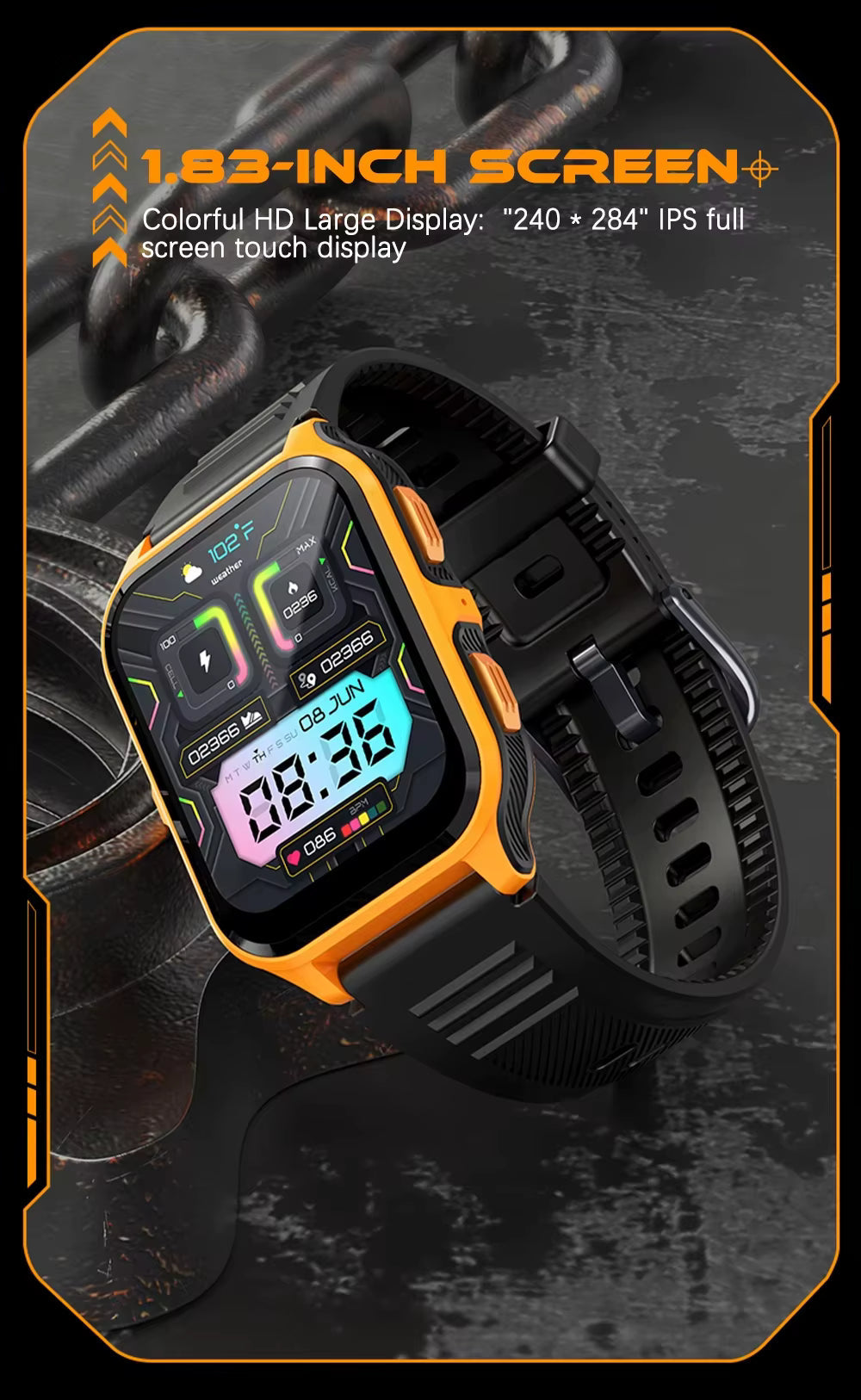 Smartwatch Deportivo Outdoor Llamadas Bluetooth, Actividad y Bienestar