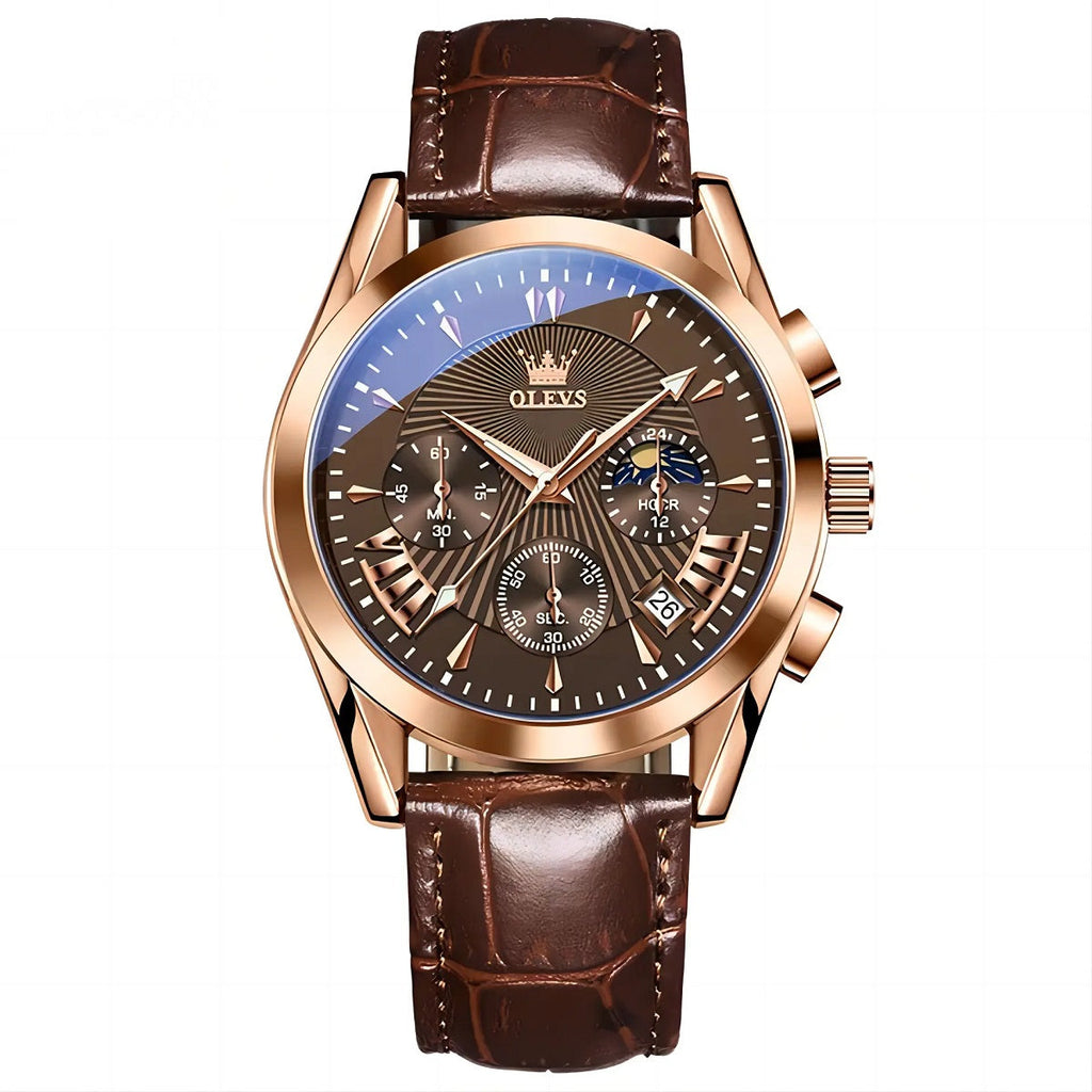Reloj Cronógrafo para Hombre con Correa de Cuero Clásico
