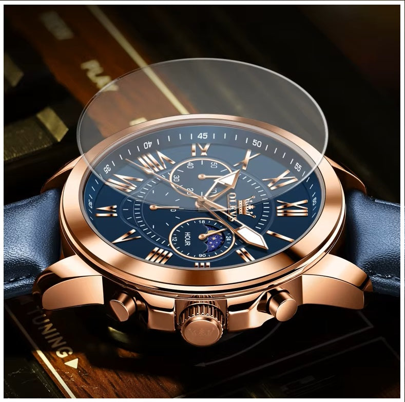 Reloj para Hombre Fase Lunar Estilo Elegante y Deportivo