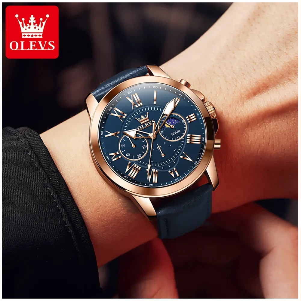 Reloj para Hombre Fase Lunar Estilo Elegante y Deportivo