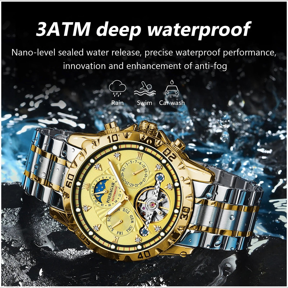 Reloj Automático para Hombre con Esfera de Visualización Completa