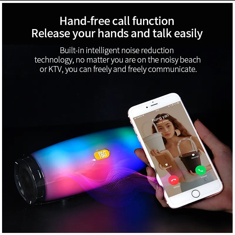 Parlante Bluetooth Resistente al Agua con Luz LED – Blanco