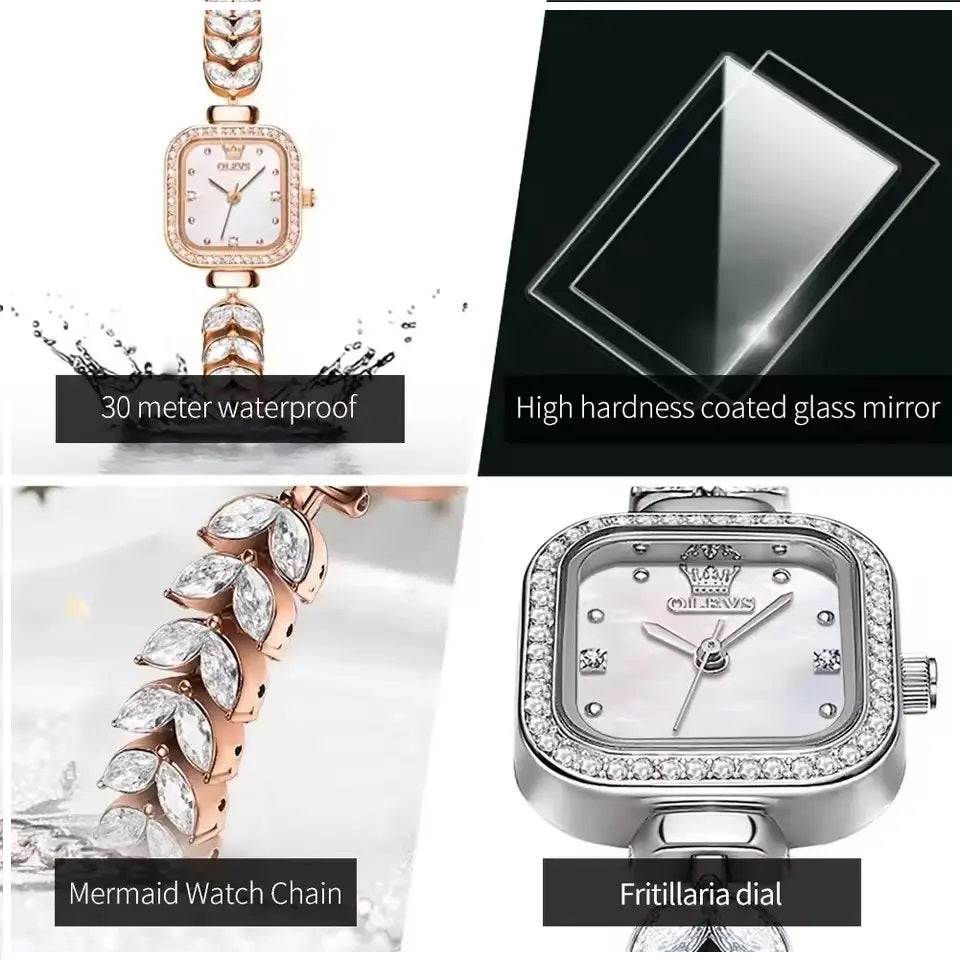 Reloj de Mujer Elegante con Diseño de Sirena, Cristales de Zirconia