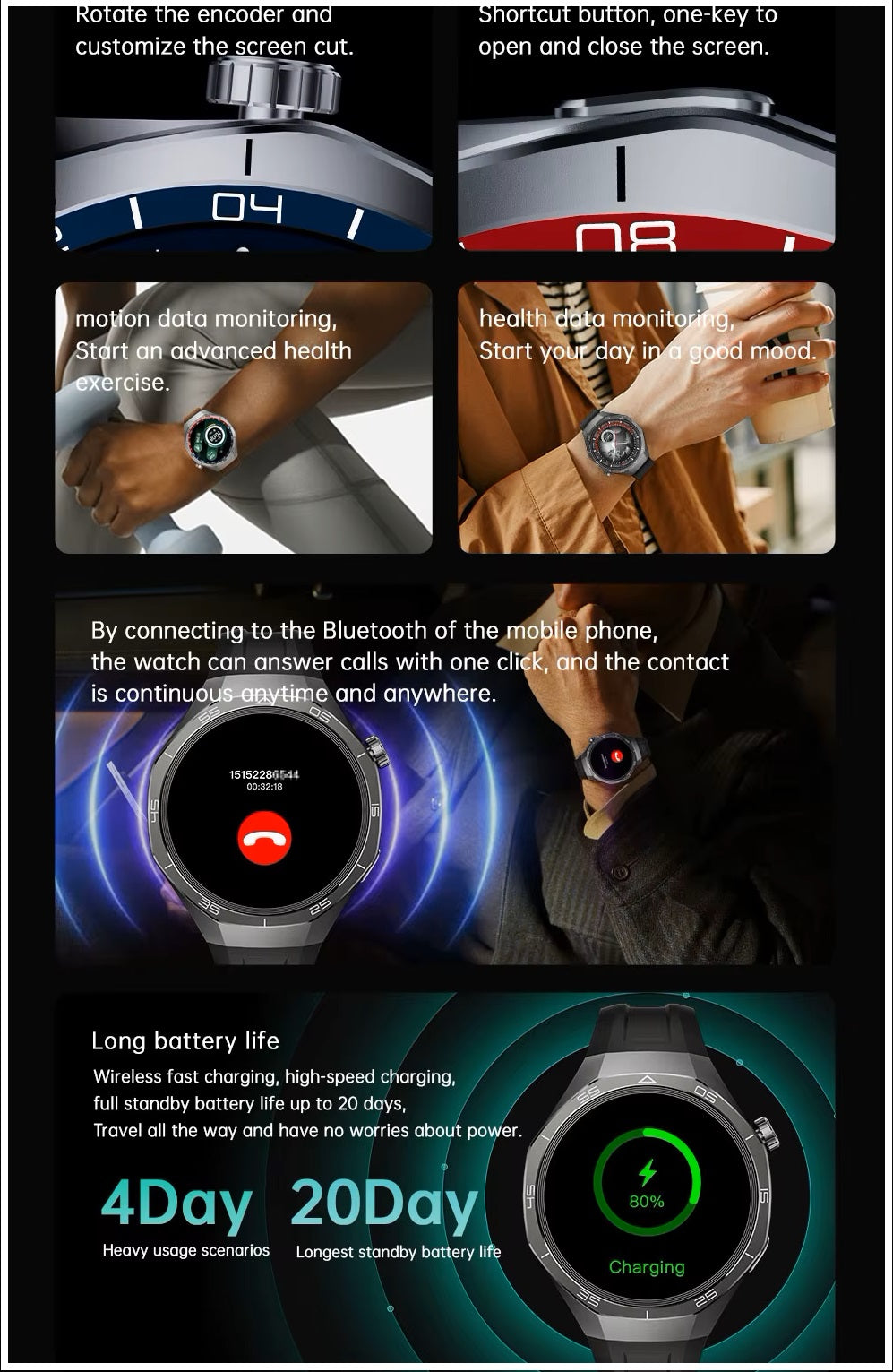 Smartwatch SK40 Deportivo Compatible 3 Correas IP67 Full HD GPS 315mAh