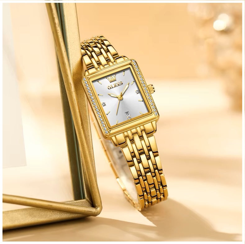 Reloj de Mujer Elegante Rectangular de Acero Inoxidable con Cuarzo