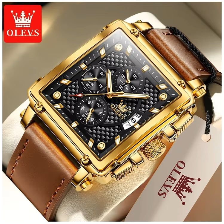 Reloj Cronógrafo Cuadrado de Lujo Hombre Diseño Deportivo y Elegante