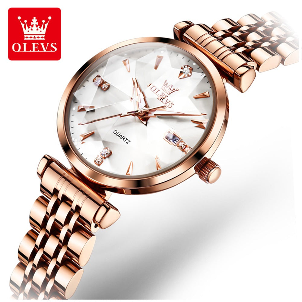 Reloj Cuarzo Mujer Esfera Esmeralda, Cristales y Correa de Acero