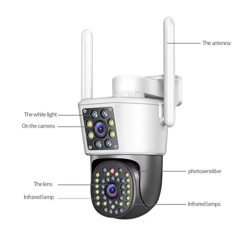 Cámara WiFi Doble Lente 360° Full HD con Visión Panorámica