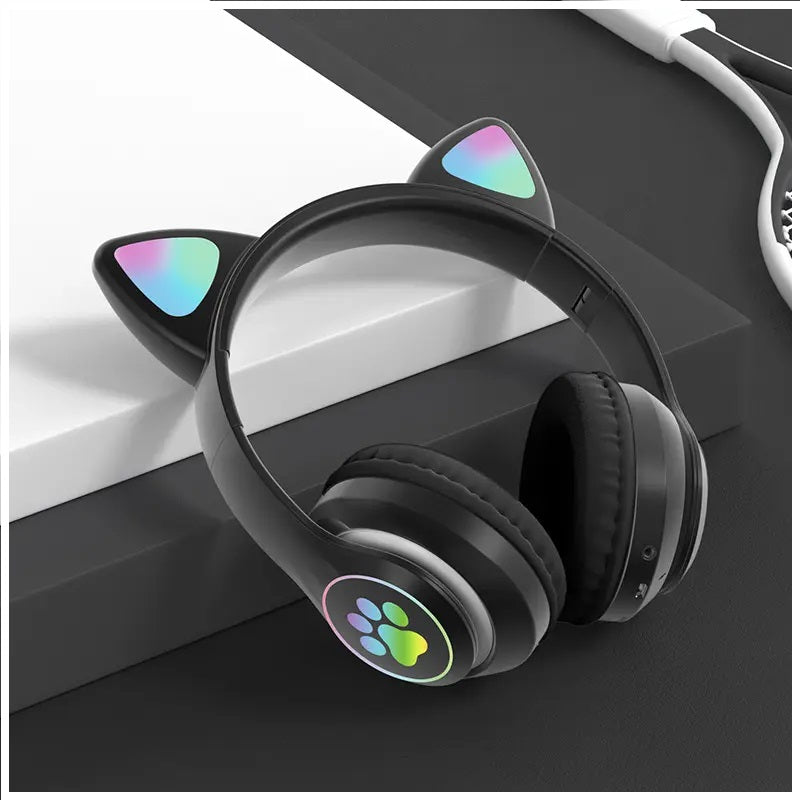 Audífonos RGB Orejas de Gato Bluetooth 5.0 – Negro