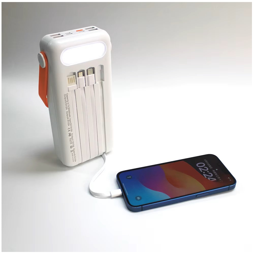 Power Bank Solar 40000mAh Cables Integrados Luz LED