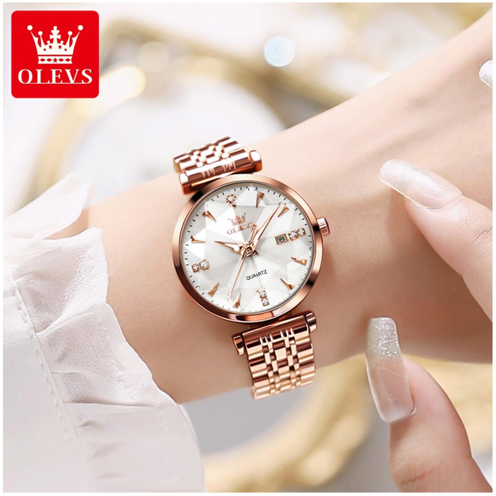 Reloj Cuarzo Mujer Esfera Esmeralda, Cristales y Correa de Acero