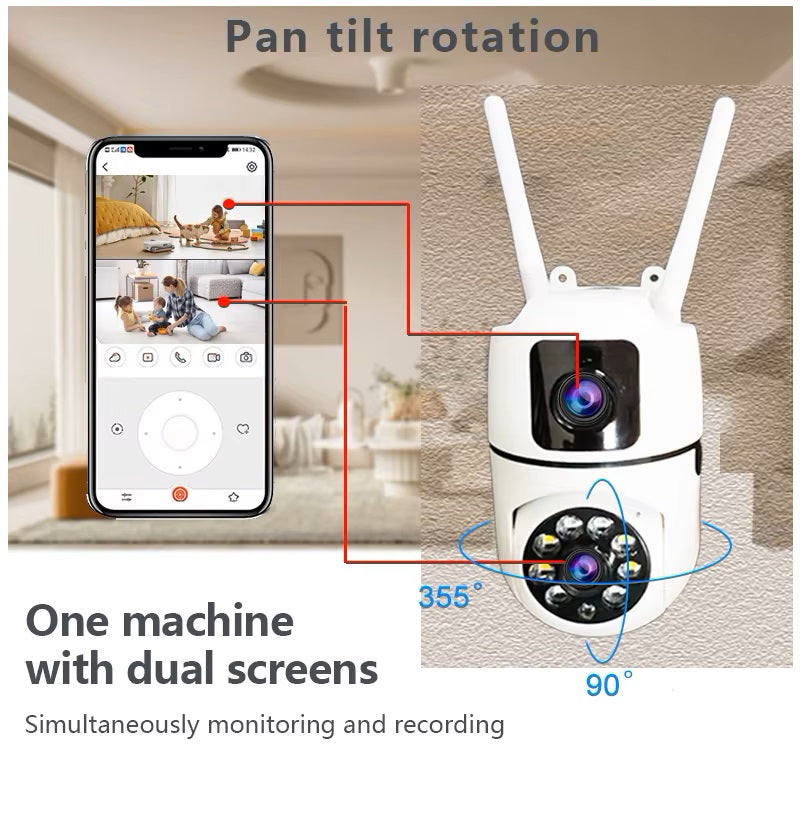 Cámara de Seguridad WiFi Lente Dual Monitoreo 360° Full HD – Diseño A