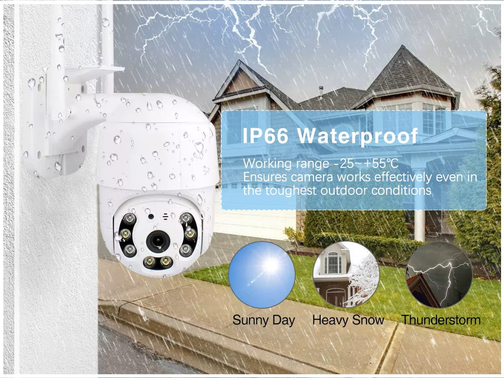 Cámara de Seguridad WiFi 1080P Visión Nocturna Rotación 360° IP66