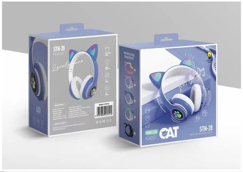 Audífonos RGB Orejas de Gato Bluetooth 5.0 – Morado