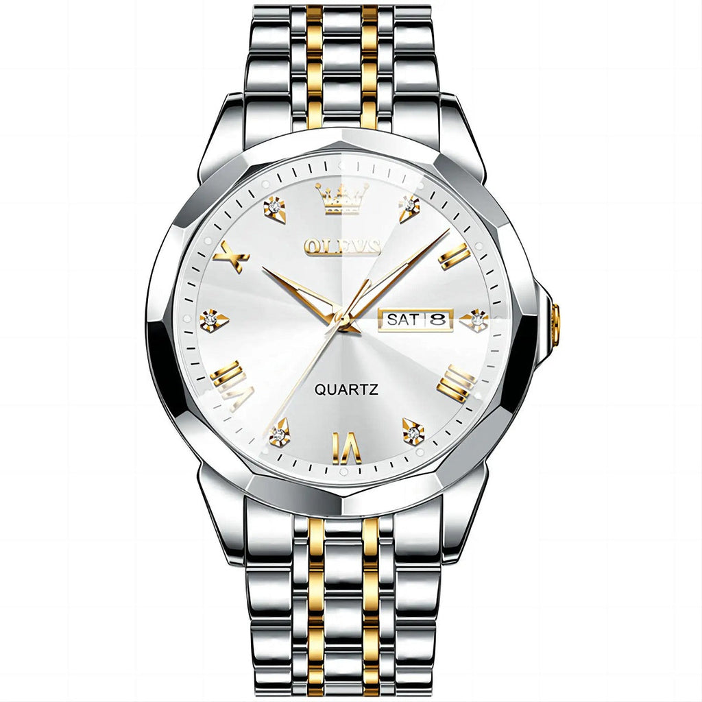 Reloj Hombre de Lujo Correa Bimetálica de Acero Inoxidable