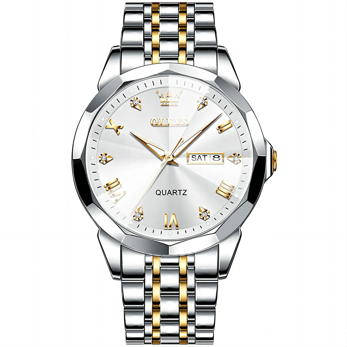 Reloj Hombre de Lujo Correa Bimetálica de Acero Inoxidable