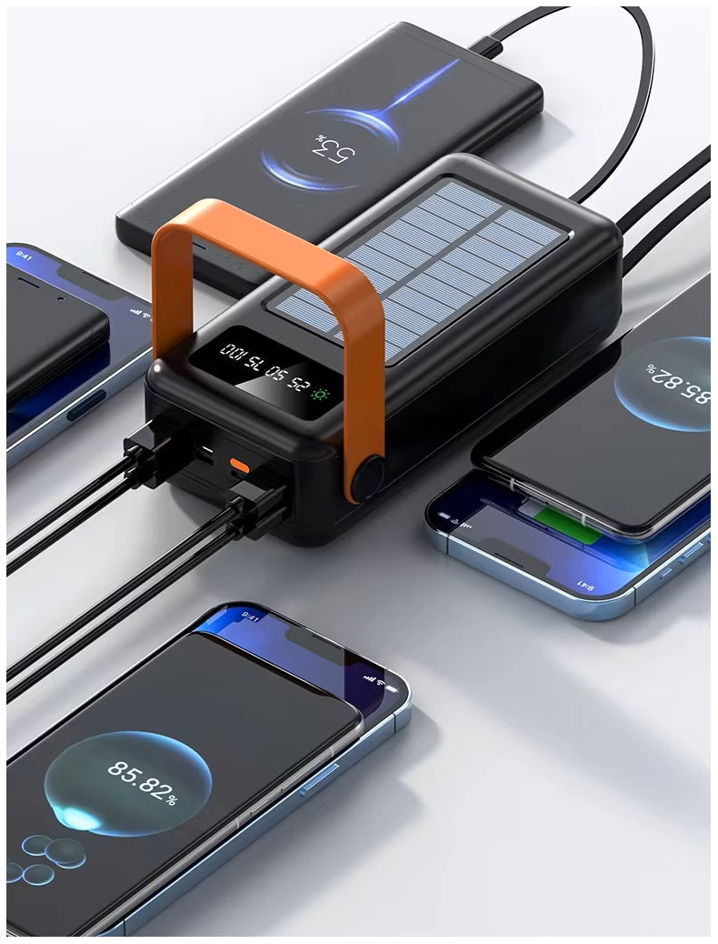 Power Bank Solar 40000mAh Cables Integrados Luz LED
