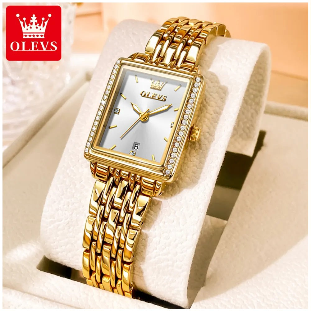 Reloj de Mujer Elegante Rectangular de Acero Inoxidable con Cuarzo