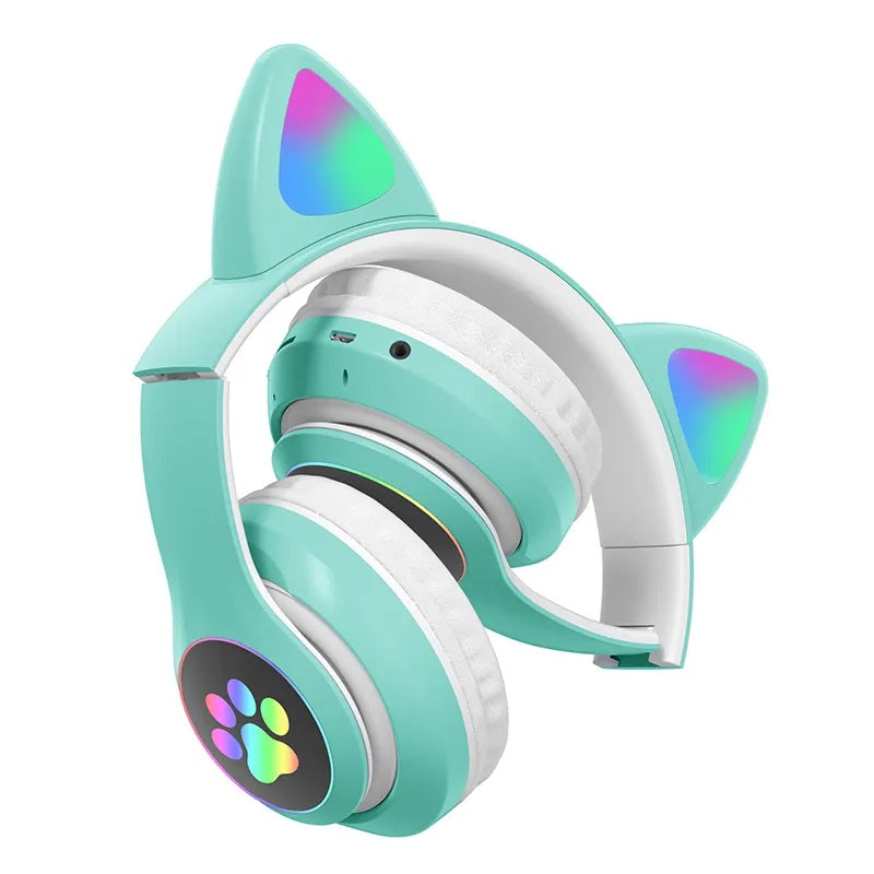 Audífonos RGB Orejas de Gato Bluetooth 5.0 – Verde