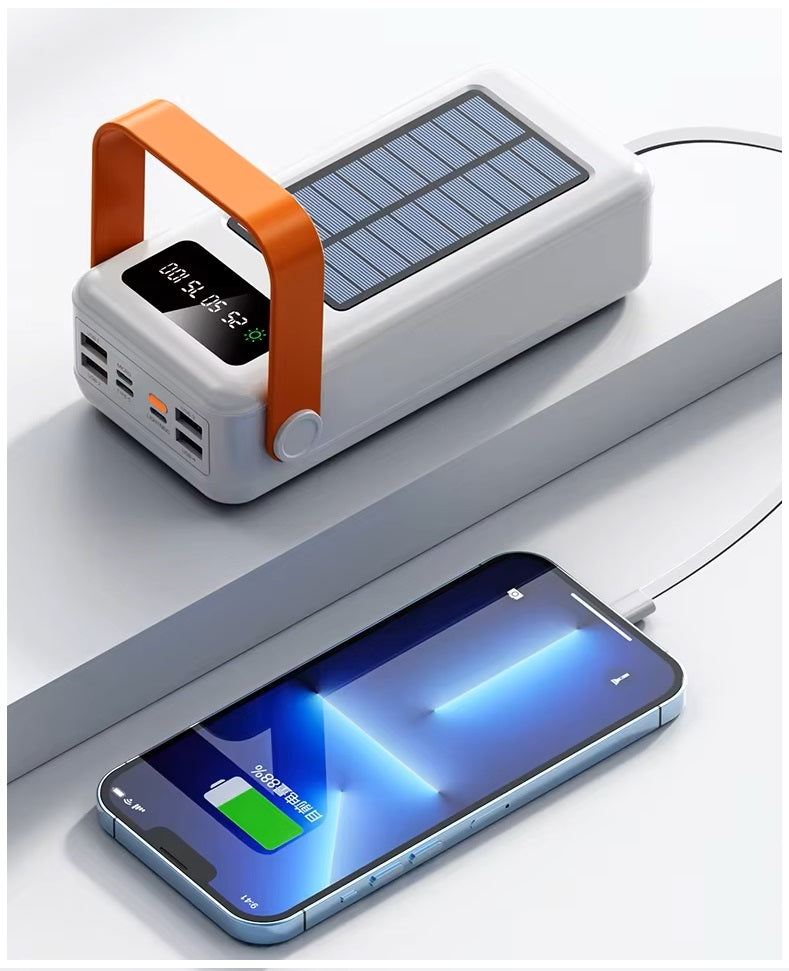 Power Bank Solar 40000mAh Cables Integrados Luz LED