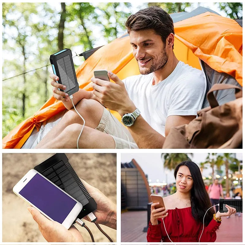Cargador Solar Portátil 20000mAh Linterna Resistente al Agua y polvo