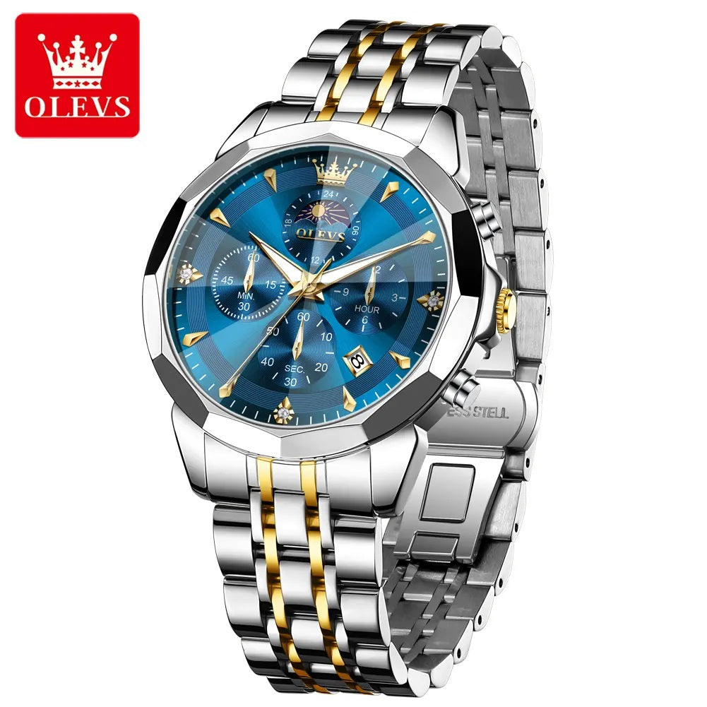 Reloj Hombre Acero Inoxidable Azul con Cronógrafo