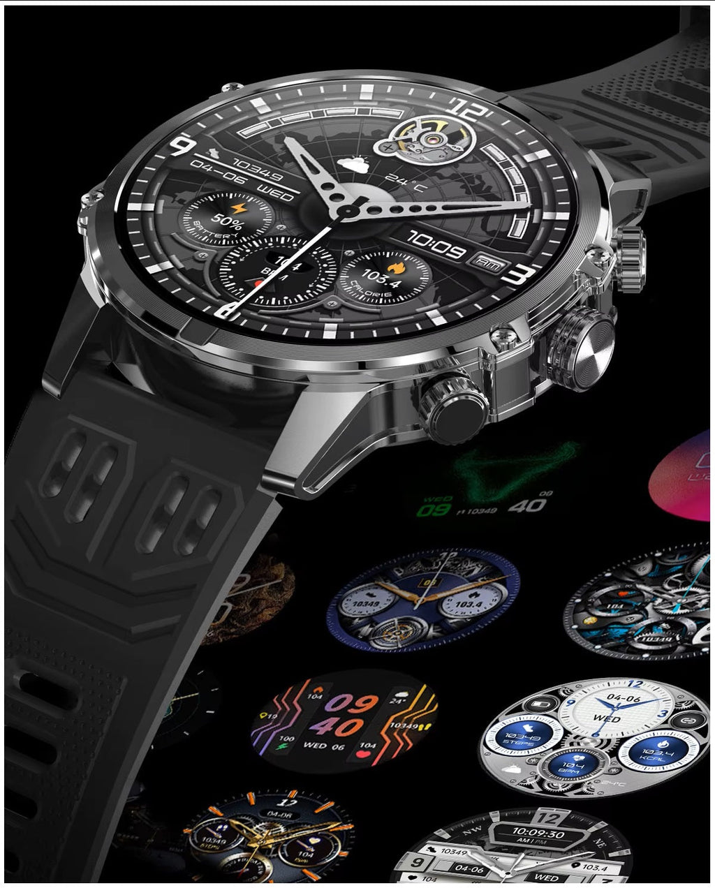 Smartwatch Deportivo Táctico AMOLED 1.75” IP67, 600mAh, Bluetooth HD