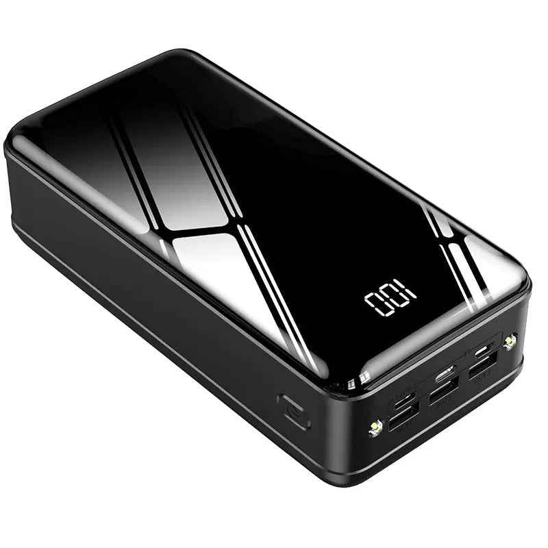 Power Bank 50000mAh 3 USB Tipo C Lightning linterna Negro