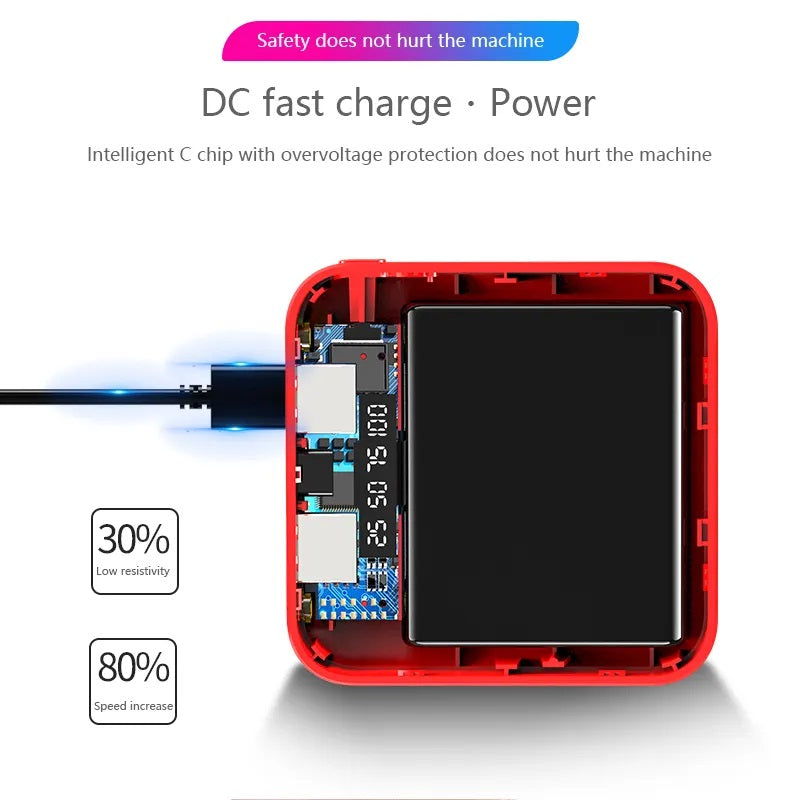 Power Bank 10000mAh 2 USB Micro USB Linterna Rojo